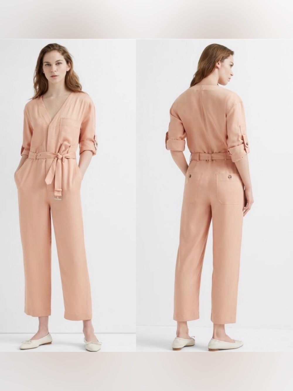 Club Monaco NWT Utility Belted Jumpsuit Romper Rose Pink Size 6 Luxury